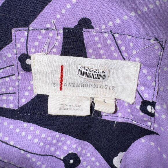 Anthropologie Size L Somerset Mini Dress Purple Floral Tiered Cotton - Picture 6 of 11